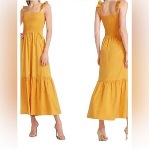 Express Orange Smocked Bodice Flounce Maxi Dress Tiered Ruffle. New with Tags.